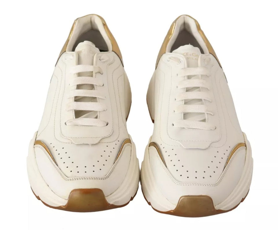 Zapatos de zapatillas de deporte de cuero de cuero de oro blanco