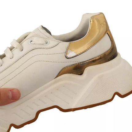 Zapatos de zapatillas de deporte de cuero de cuero de oro blanco