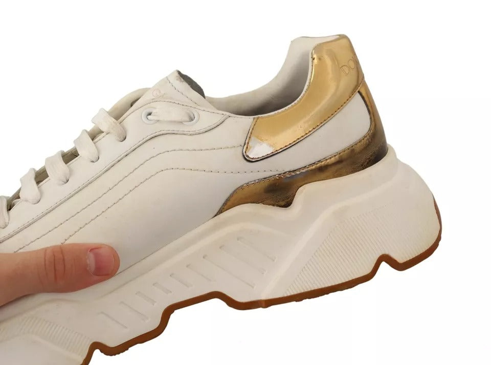 Zapatos de zapatillas de deporte de cuero de cuero de oro blanco