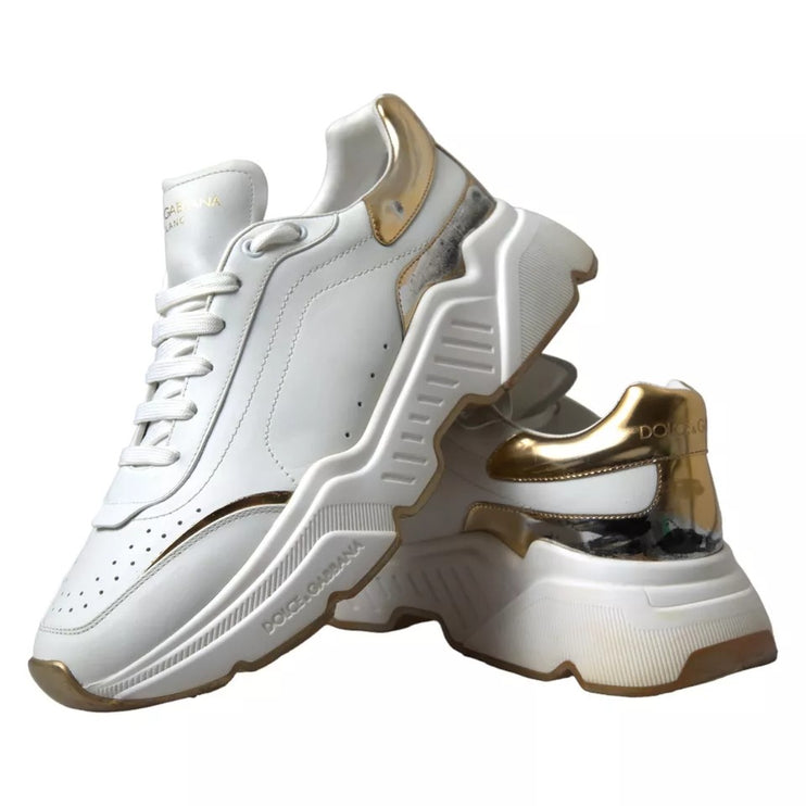 Zapatos de zapatillas de deporte de cuero de cuero de oro blanco