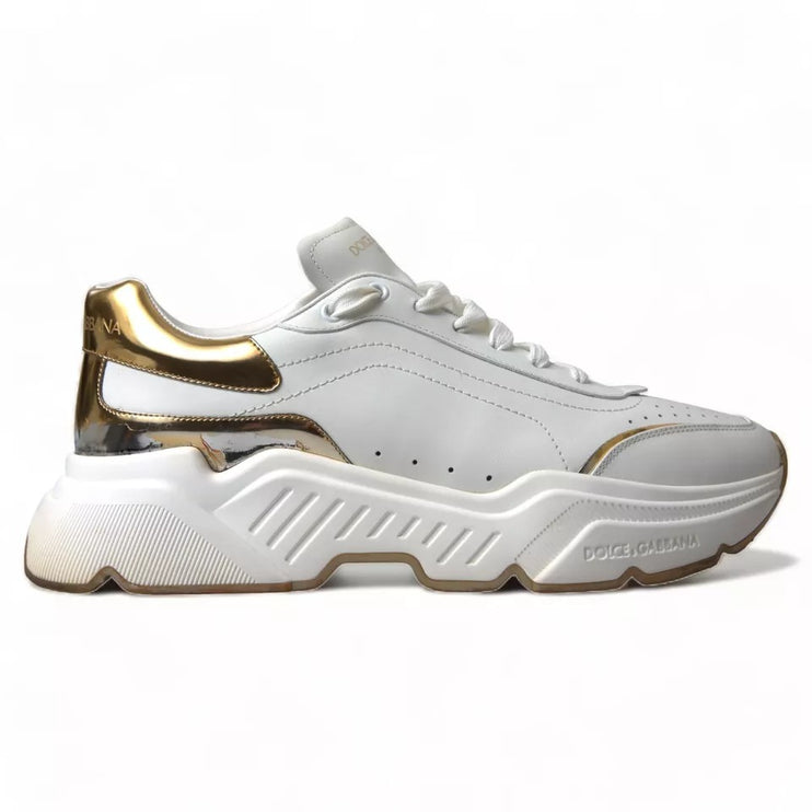 Zapatos de zapatillas de deporte de cuero de cuero de oro blanco