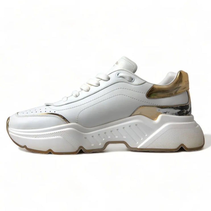 Zapatos de zapatillas de deporte de cuero de cuero de oro blanco