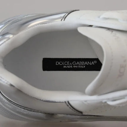 Scarpe da ginnastica in pelle d'argento bianco