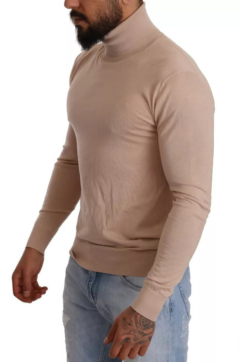 Pull de pull à col roulé en cachemire beige