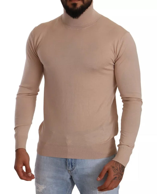 Pull de pull à col roulé en cachemire beige