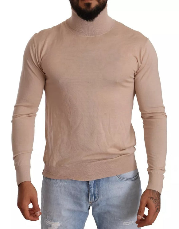 Pull de pull à col roulé en cachemire beige