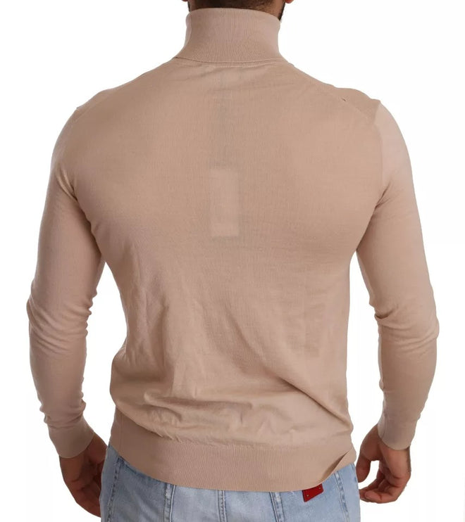 Pull de pull à col roulé en cachemire beige