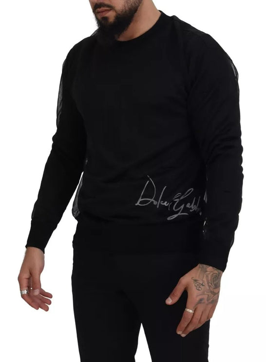 Polyester Black Crewneck Men Pullover Pull