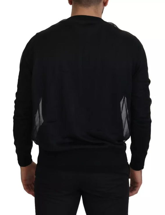 Polyester Black Crewneck Men Pullover Pull