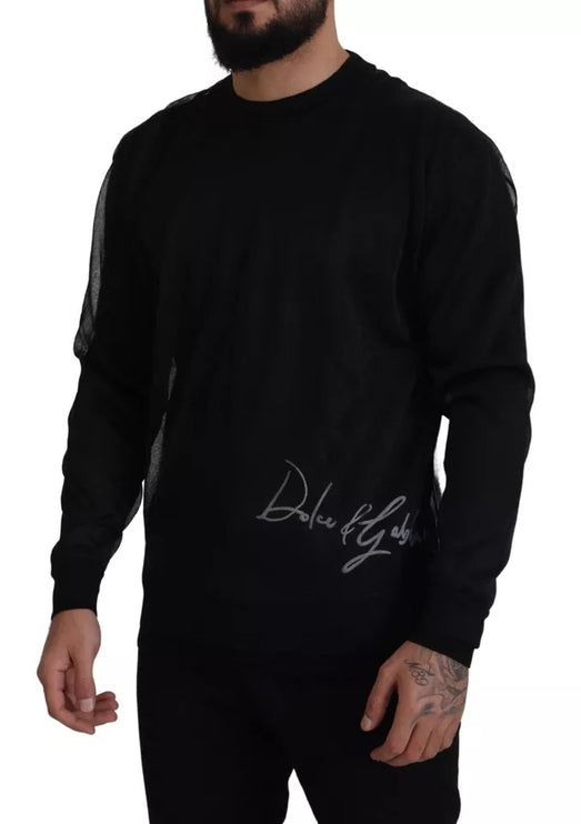 Polyester Black Logo Men Pullover Pull