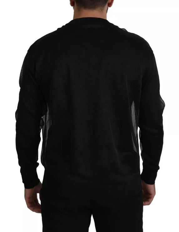 Polyester Black Logo Men Pullover Pull