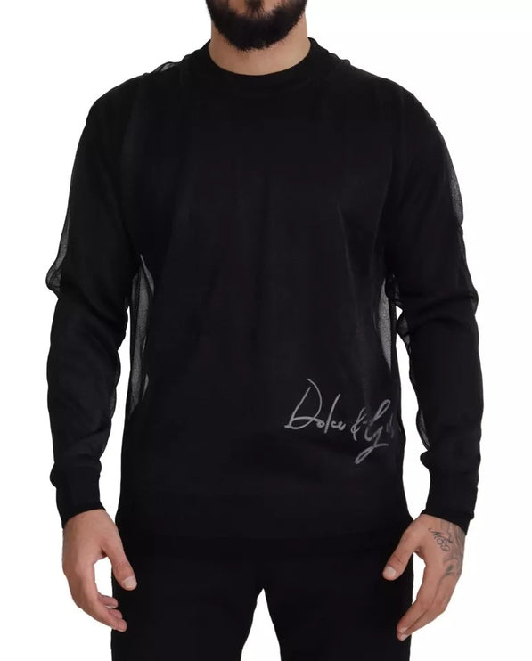 Polyester Black Logo Men Pullover Pull