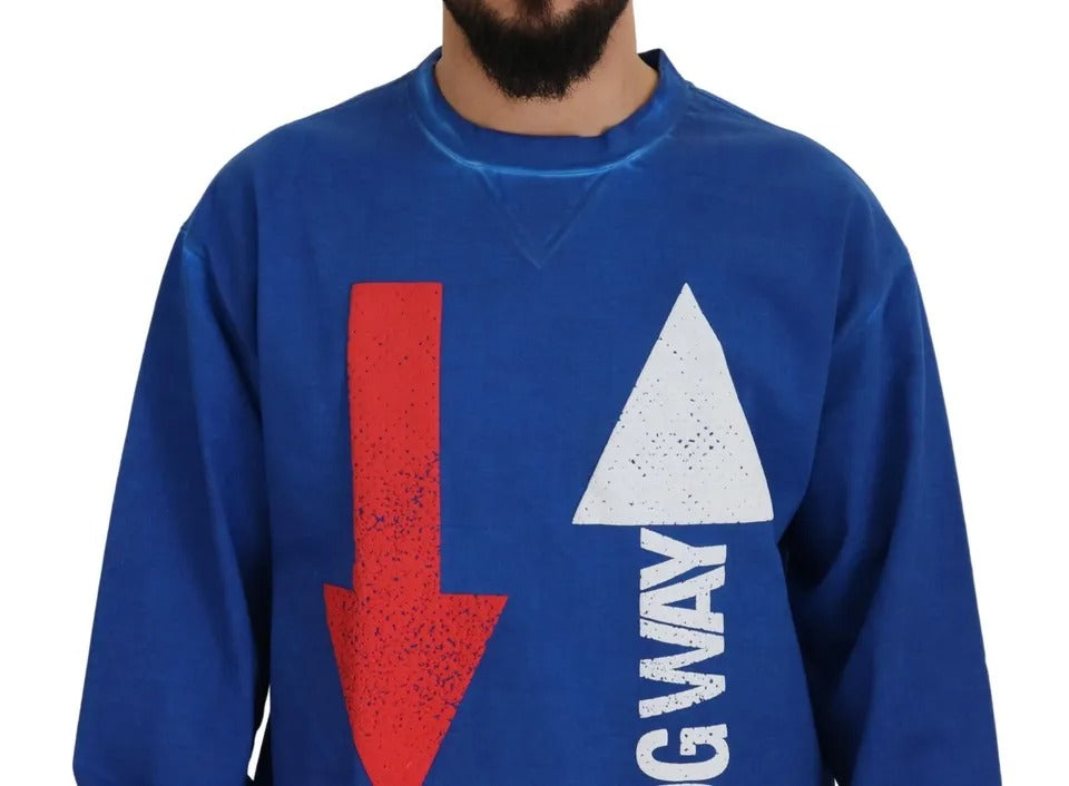 Blue Dgway Cotton Crewneck Pullaver Pullor