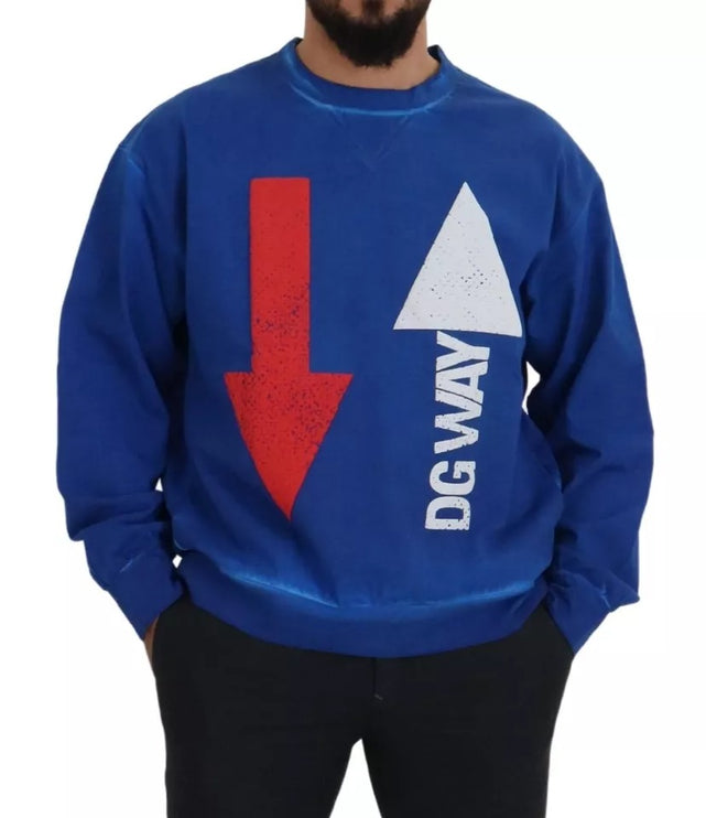 Blue Dgway Cotton Crewneck Pullaver Pullor