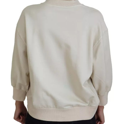 Maglione di cotone pullover stampato nella giungla beige