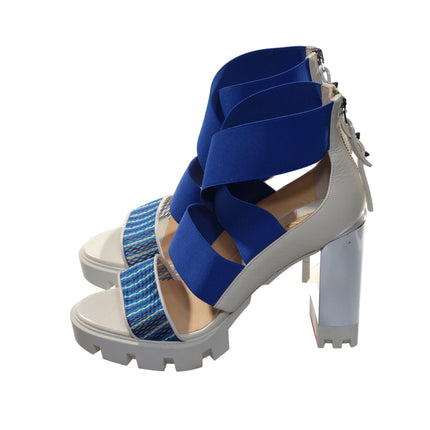 Patrouigoma 100 tacones de goma blanca y plataforma blanca azul