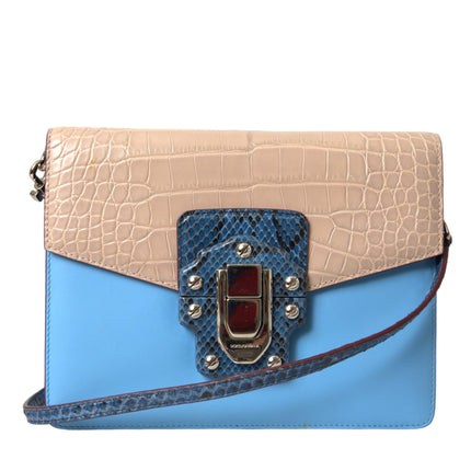 Blue beige en cuir exotique Lucia Crossbody Purse Sac