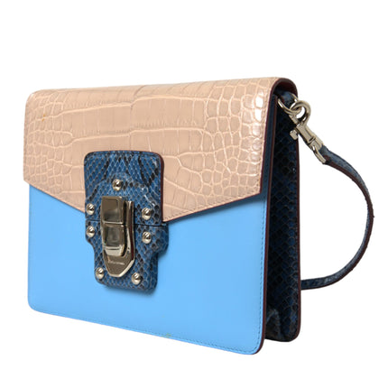 Blue beige en cuir exotique Lucia Crossbody Purse Sac