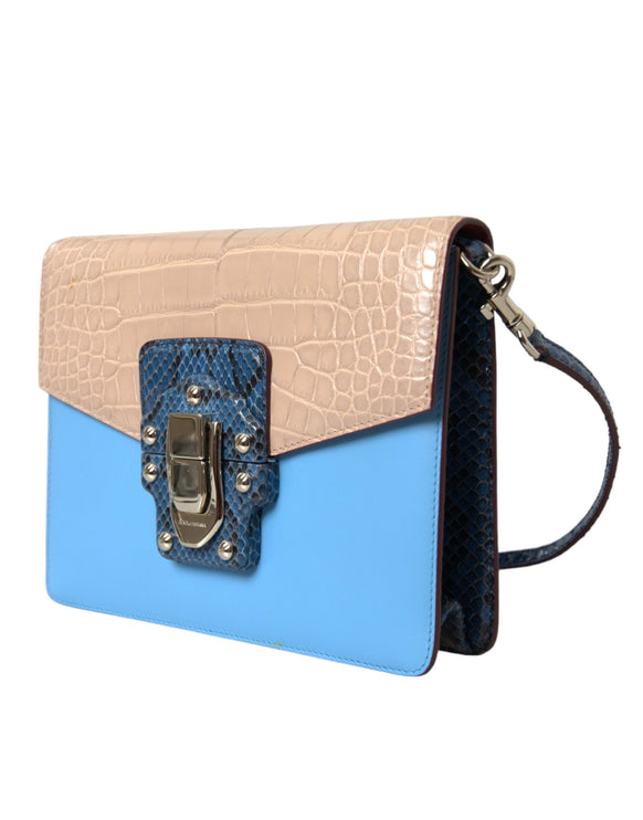 Blue beige en cuir exotique Lucia Crossbody Purse Sac