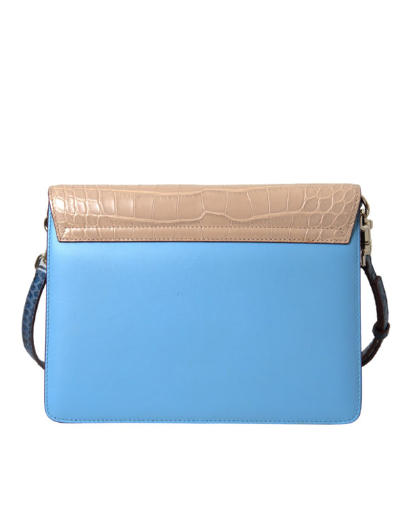 Blue beige en cuir exotique Lucia Crossbody Purse Sac