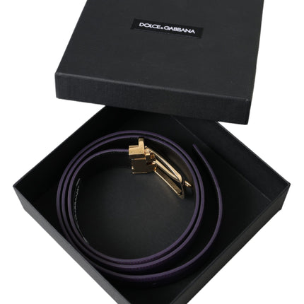 Purple Leather Gold Metal Buckle Belt Men