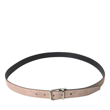 Beige Suede Leather Silver Buckle Belt Men