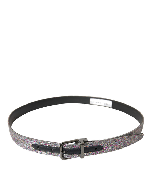 Multicolor Embellished Silver Metal Buckle Belt