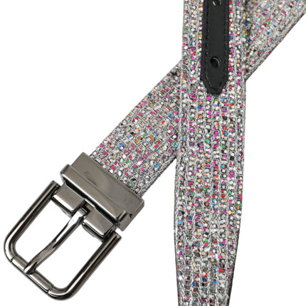 Multicolor Embellished Silver Metal Buckle Belt