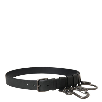 Black Calf Leather Silver Metal Buckle Belt