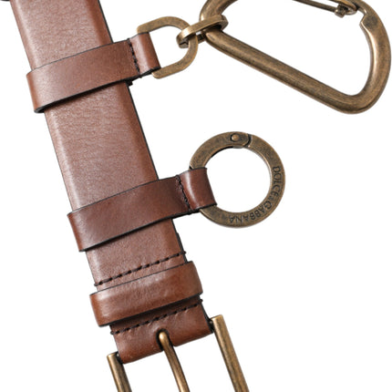 Brown Calf Leather Gold Metal Buckle Belt Men