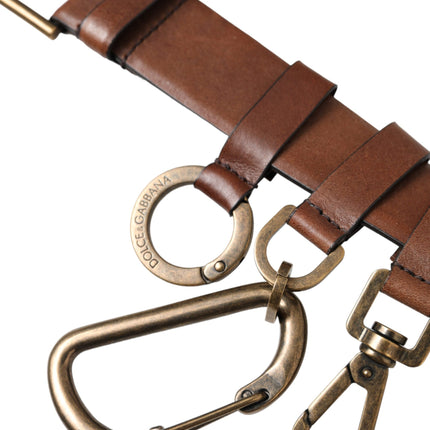 Brown Calf Leather Gold Metal Buckle Belt Men