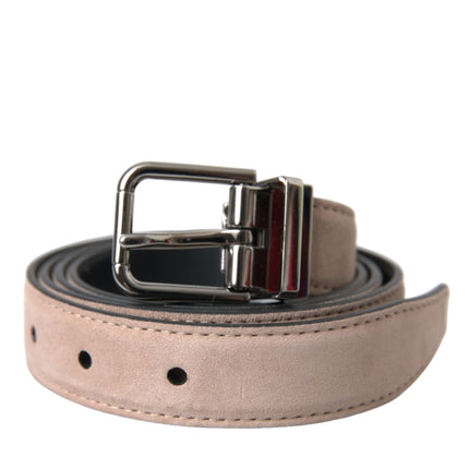 Beige Suede Leather Silver Buckle Belt Men