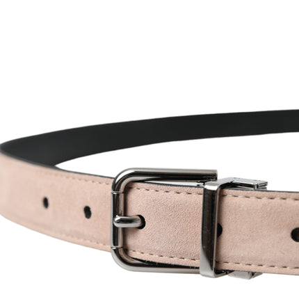 Beige Suede Leather Silver Buckle Belt Men