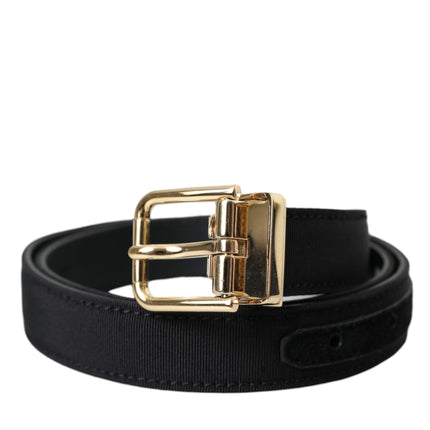 Black Gros Grain Gold Metal Buckle Belt Men