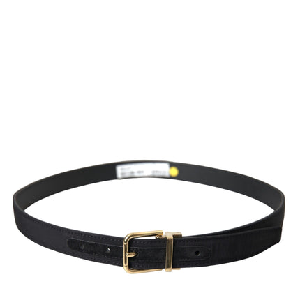 Black Gros Grain Gold Metal Buckle Belt Men