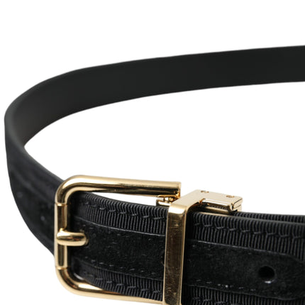 Black Gros Grain Gold Metal Buckle Belt Men