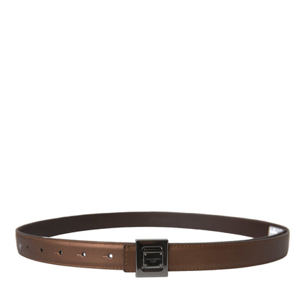 Ceinture à boucle en métal carrée en cuir en bronze