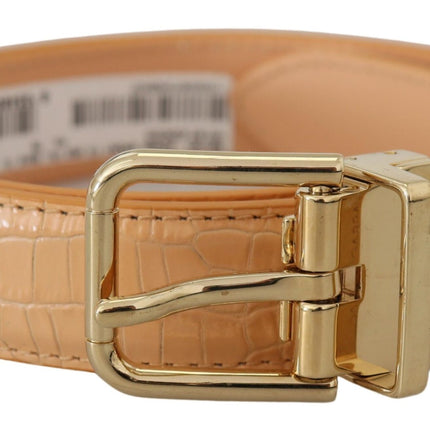 Beige exotische lederen gouden metalen gesp riem