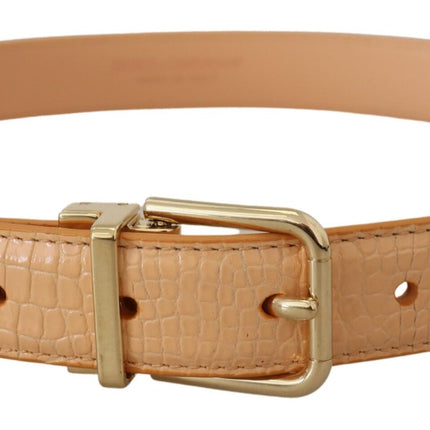 Beige exotische lederen gouden metalen gesp riem