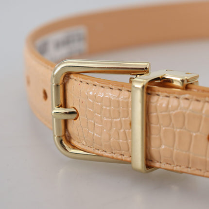 Beige exotische lederen gouden metalen gesp riem