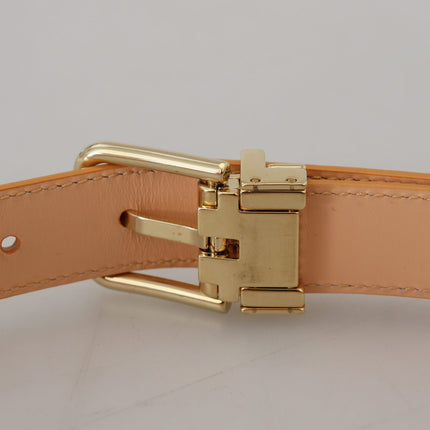 Beige exotische lederen gouden metalen gesp riem