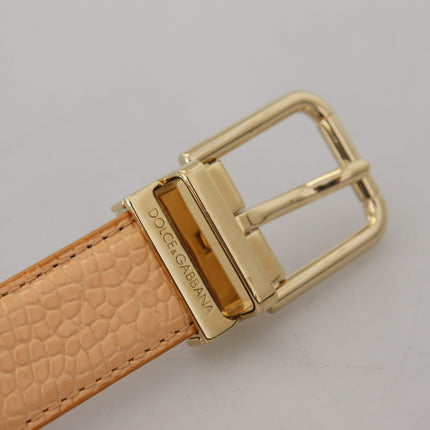 Beige exotische lederen gouden metalen gesp riem