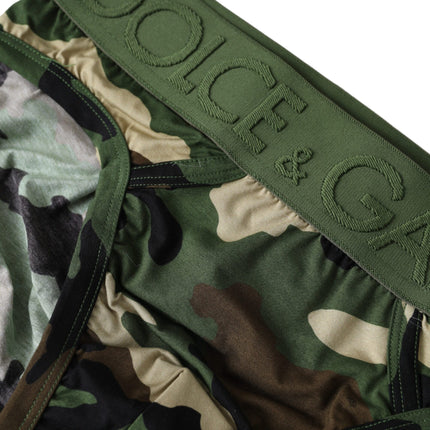 Green Camouflage Logo Cotton Mid Slip Underwear