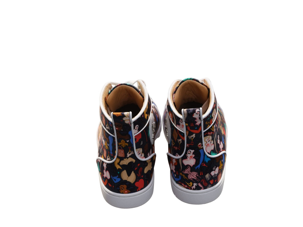 Louis Orlato Flat Crepe Satin Multicolor Limited Edition Dr Bored Print High Top Sneakers