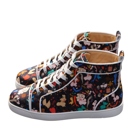 Louis Orlato Flat Crepe Satin Multicolor Limited Edition Dr Bored Print High Top Sneakers