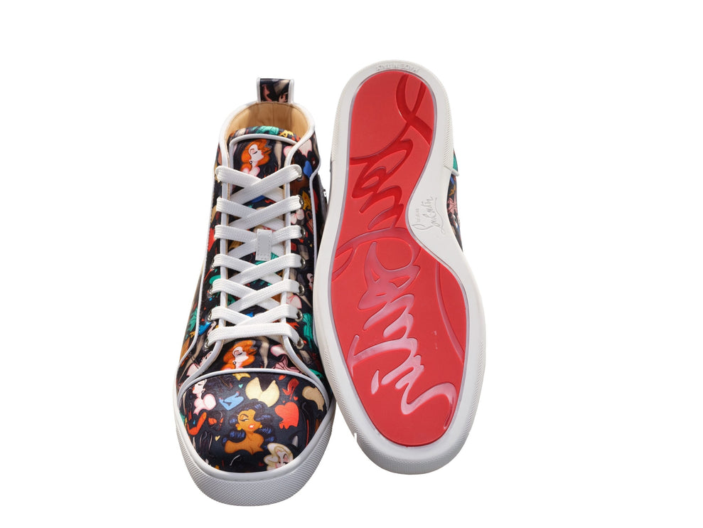 Louis Orlato Flat Crepe Satin Multicolor Limited Edition Dr Bored Print High Top Sneakers