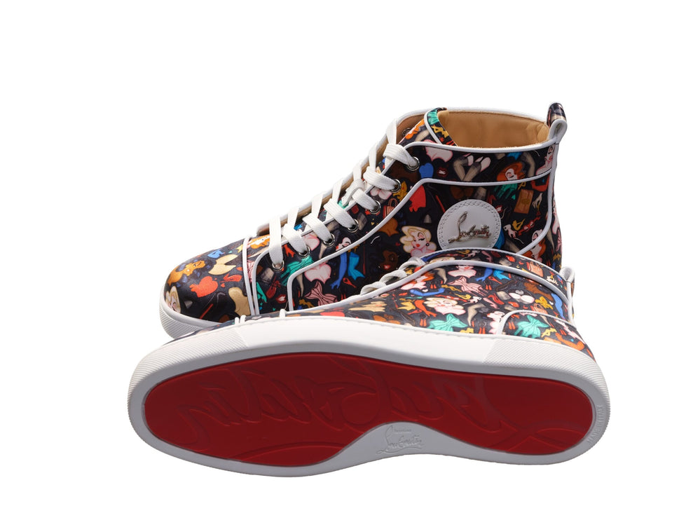 Louis Orlato Flat Crepe Satin Multicolor Limited Edition Dr Bored Print High Top Sneakers