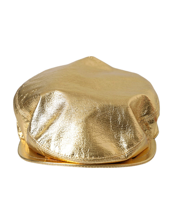 Uomini di cappello da newsboy in poliestere in oro metallico