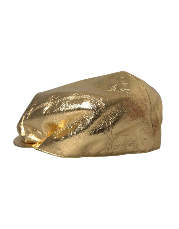 Uomini di cappello da newsboy in poliestere in oro metallico