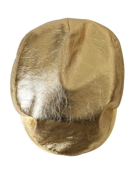 Uomini di cappello da newsboy in poliestere in oro metallico